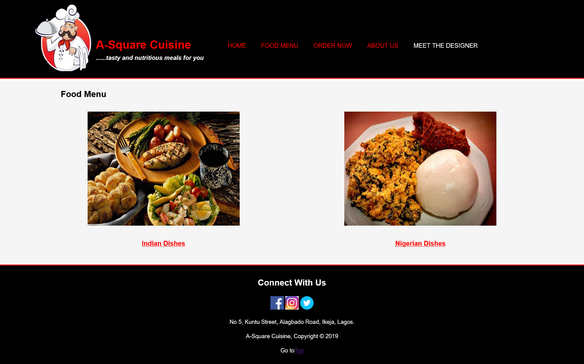 A-Square Cuisine — Menu UI