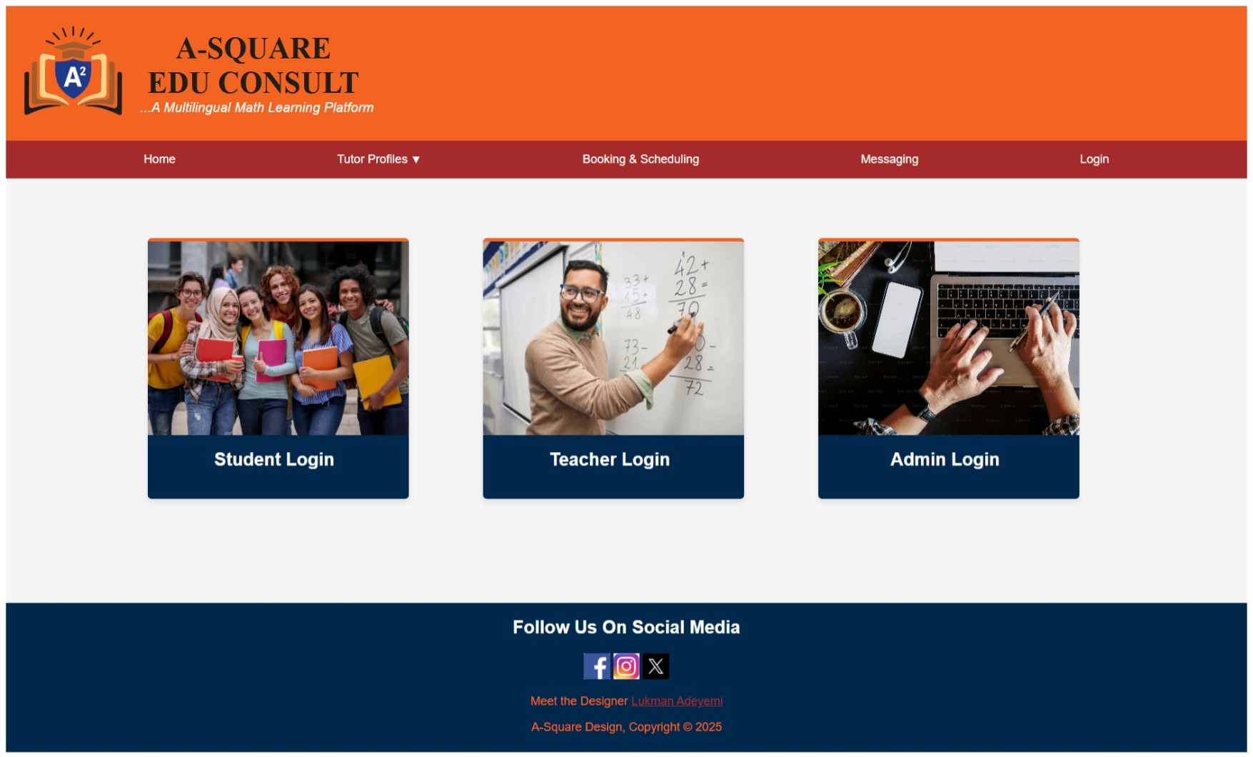 A-Square Edu Consult — Login Page UI