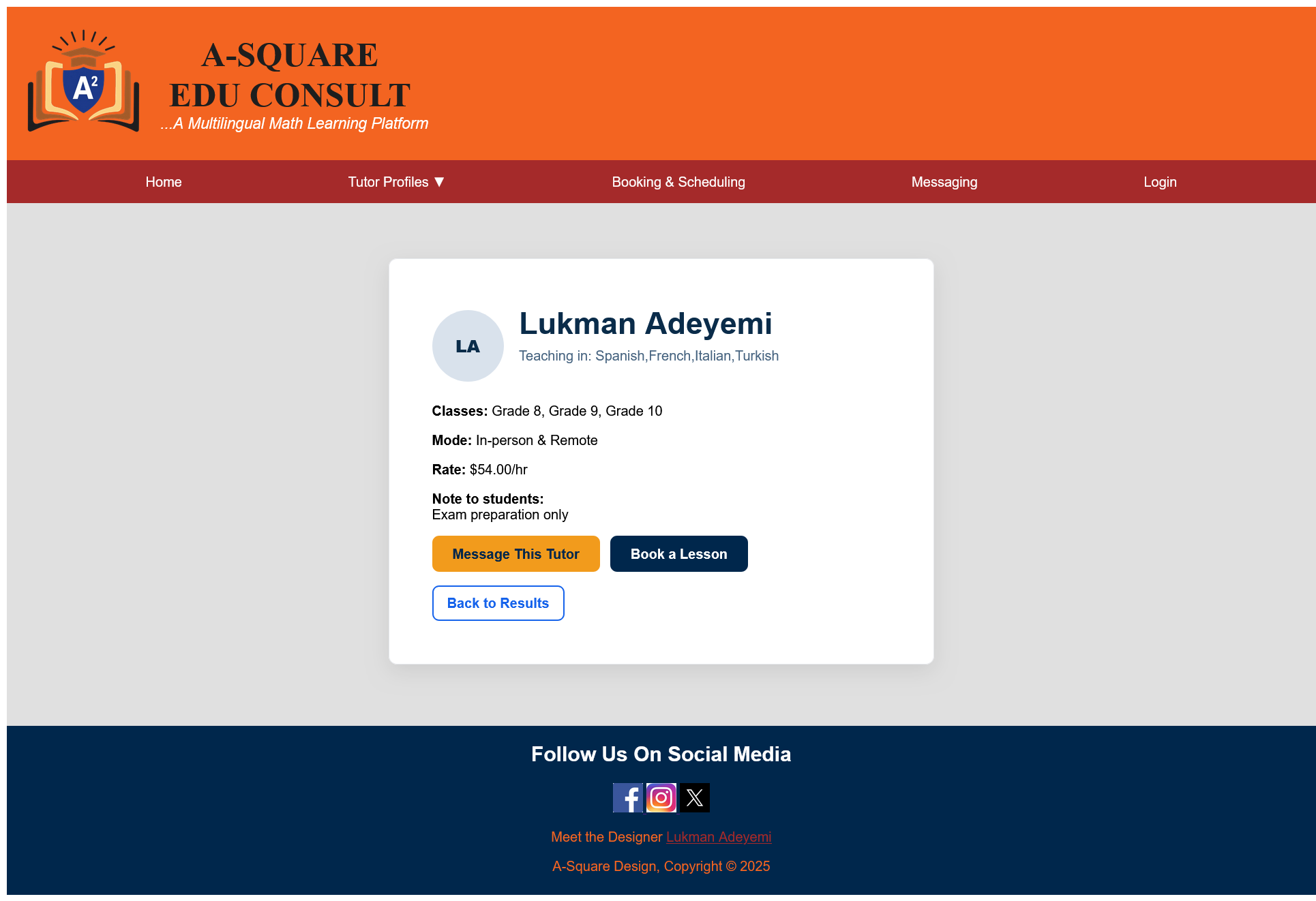 A-Square Edu Consult — My Tutor Profile